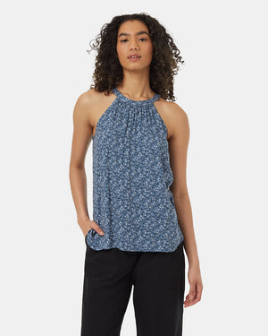 Blue-Halter-Neck-Lightweight-Tank-Top