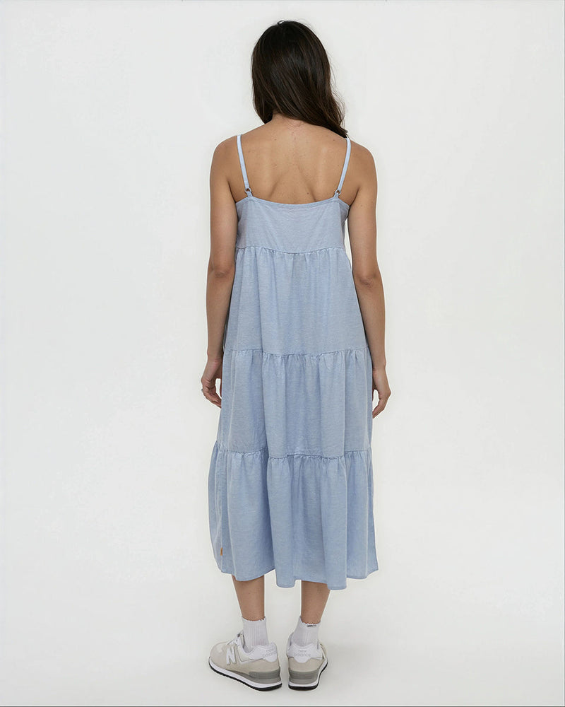 Blue-Hemp-Tiered-Midi-Cami-Dress