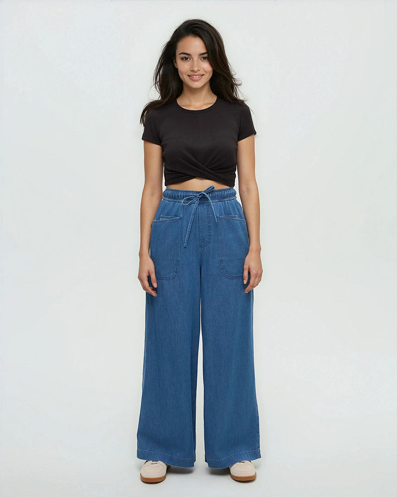 Blue-High-Rise-Denim-Wide-Leg-Pant