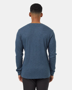 Blue-Mens-Button-Waffle-Knit-Longsleeve-Shirt