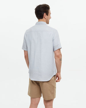 Blue-Mens-Hemp-Button-Up-Short-Sleeve-Shirt