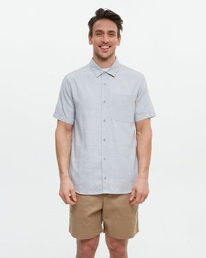 Blue-Mens-Hemp-Button-Up-Short-Sleeve-Shirt