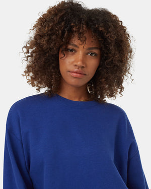 Blue-Organic-Cotton-Crew-Neck-Oversized-Cropped-Sweatshirt