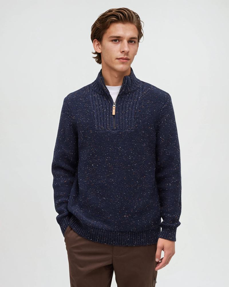 Blue-Regular-Fleck-Half-Zip