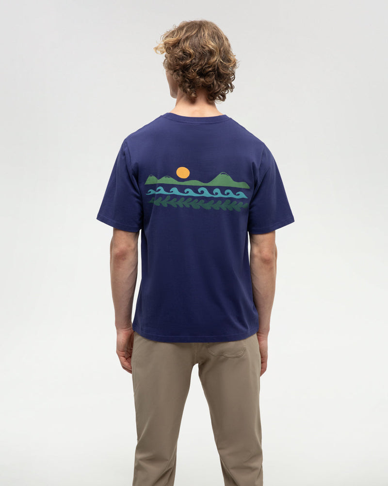 Blue-Relax-Fit-Printed-Graphic-T-shirt