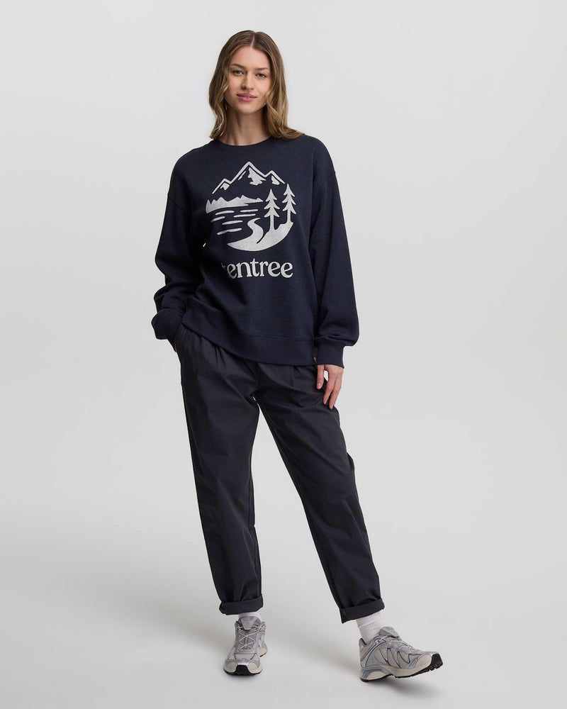 Blue-Relaxed-Graphic-Crew-Neck-Sweatshirt