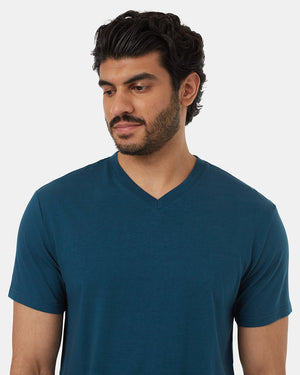 Blue-V-Neck-Short-Sleeve-T-Shirt