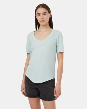 Blue-V-Neck-Short-Sleeve-T-Shirt