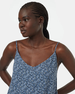 Blue-V-Neck-Sleeveless-Crepe-Tank-Top