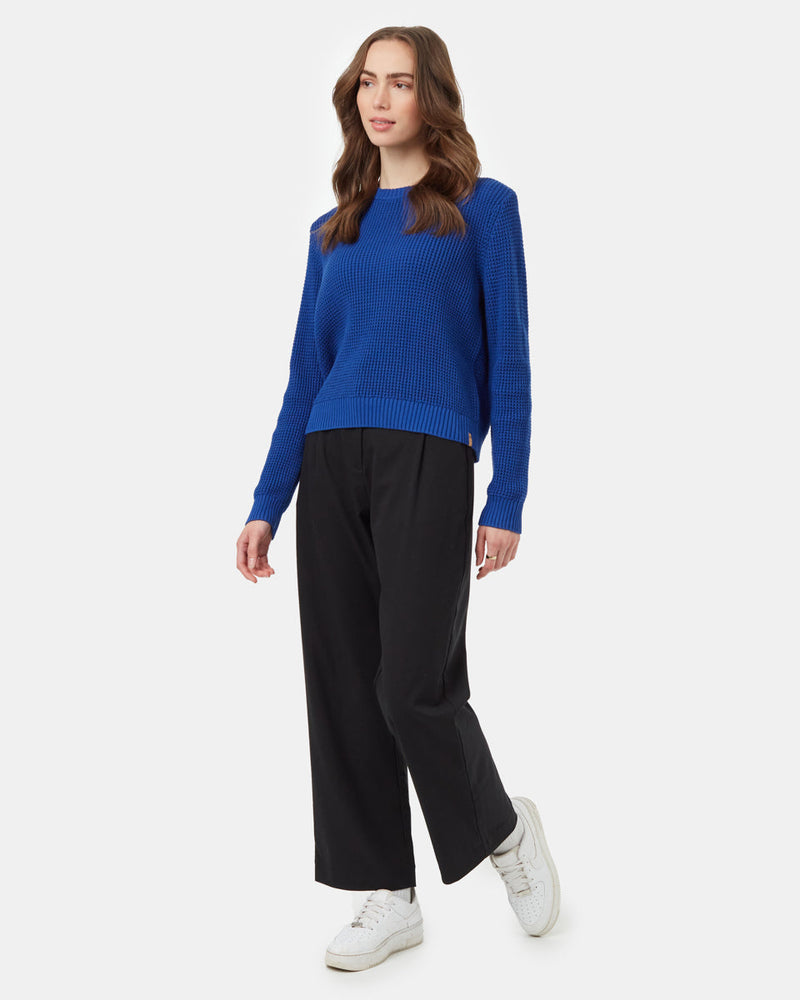 Blue-Womens-Organic-Cotton-Knit-Sweater