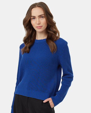 Blue-Womens-Organic-Cotton-Knit-Sweater