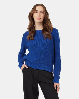 Blue-Womens-Organic-Cotton-Knit-Sweater