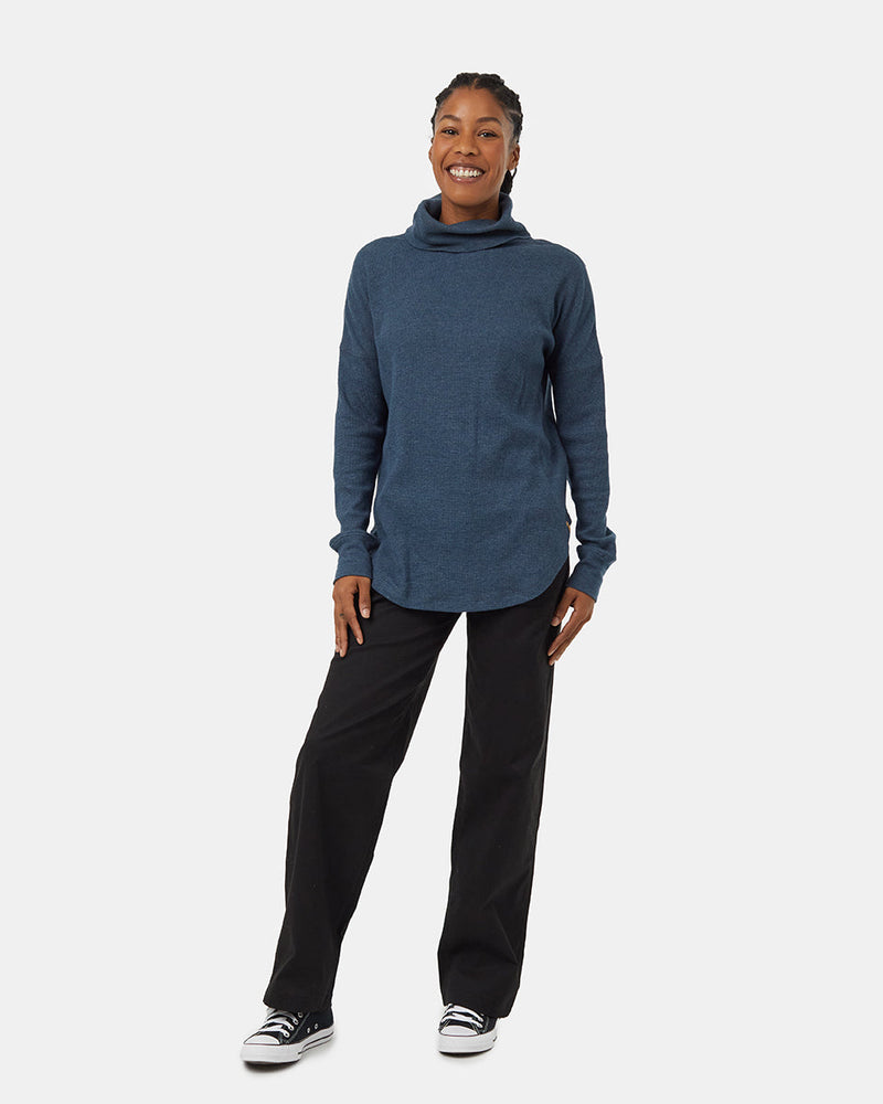 Blue-Womens-Waffle-Knit-Sweater