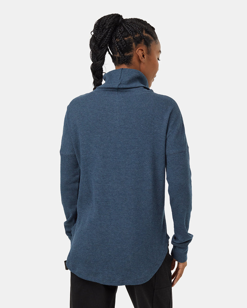 Blue-Womens-Waffle-Knit-Sweater