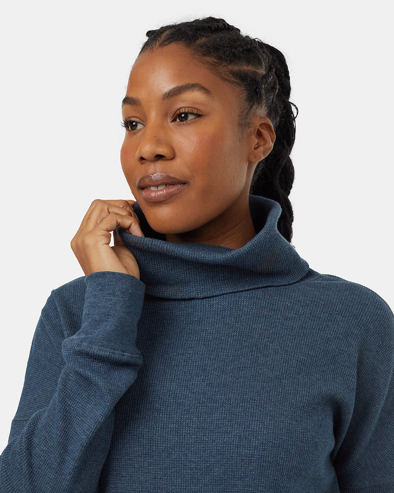 Blue-Womens-Waffle-Knit-Sweater
