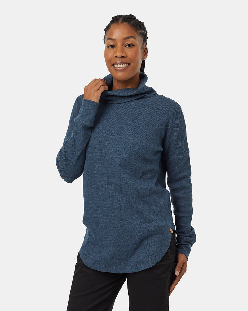 Blue-Womens-Waffle-Knit-Sweater