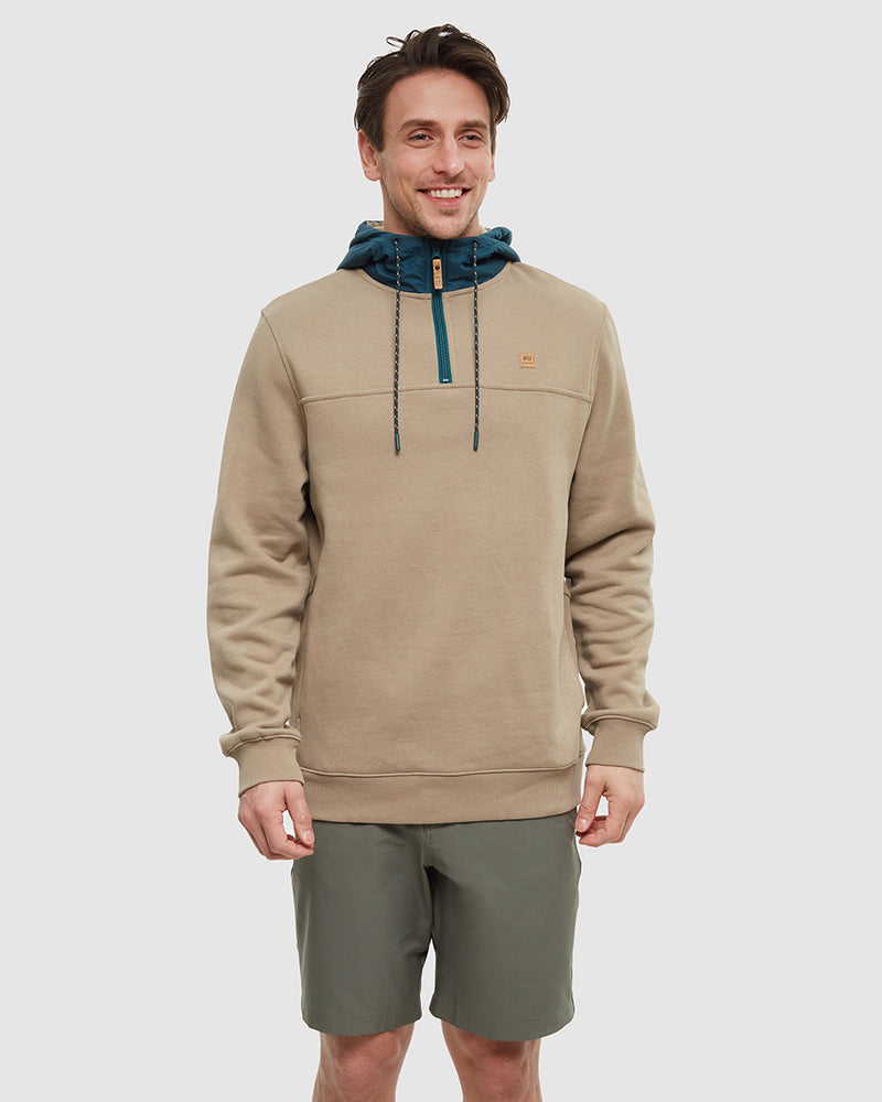 Brown-14-Zip-Fleece-Hoodie