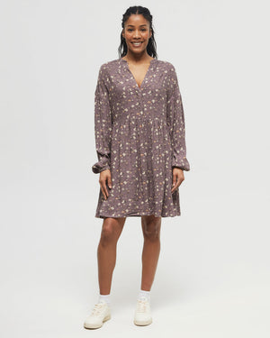 Brown-Crepe-Knee-Length-Long-Sleeve-Dress