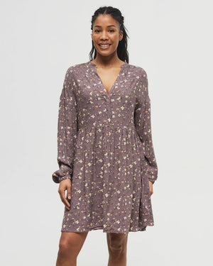 Brown-Crepe-Knee-Length-Long-Sleeve-Dress