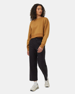 Brown-Crew-Neck-Oversized-Cropped-Sweatshirt