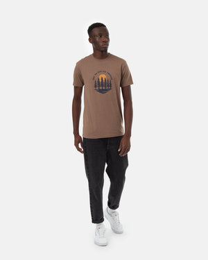 Brown-Crew-Neck-Short-Sleeve-Graphic-T-Shirt