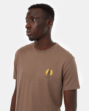 Brown-Crew-Neck-Short-Sleeve-Graphic-T-Shirt