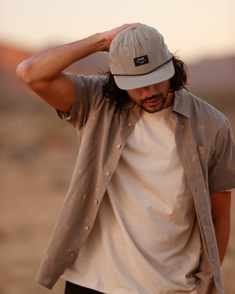 Brown-Dobby-Regular-Collar-Short-Sleeve-Shirt