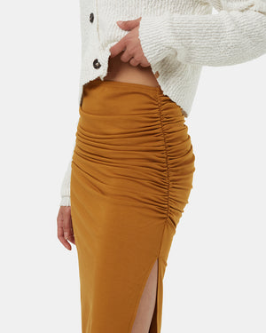 Brown-High-Rise-Midi-Fleece-Skirt-TCW5696-0061