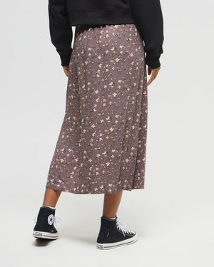 Brown-High-Rise-Midi-Length-Crepe-Slitted-Skirt