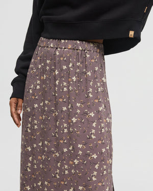 Brown-High-Rise-Midi-Length-Crepe-Slitted-Skirt