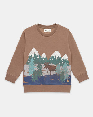 Brown-Organic-Cotton-Graphic-Crew-Neck-Sweatshirt