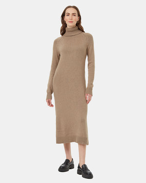 Brown-Organic-Cotton-Turtleneck-Maxi-Dress