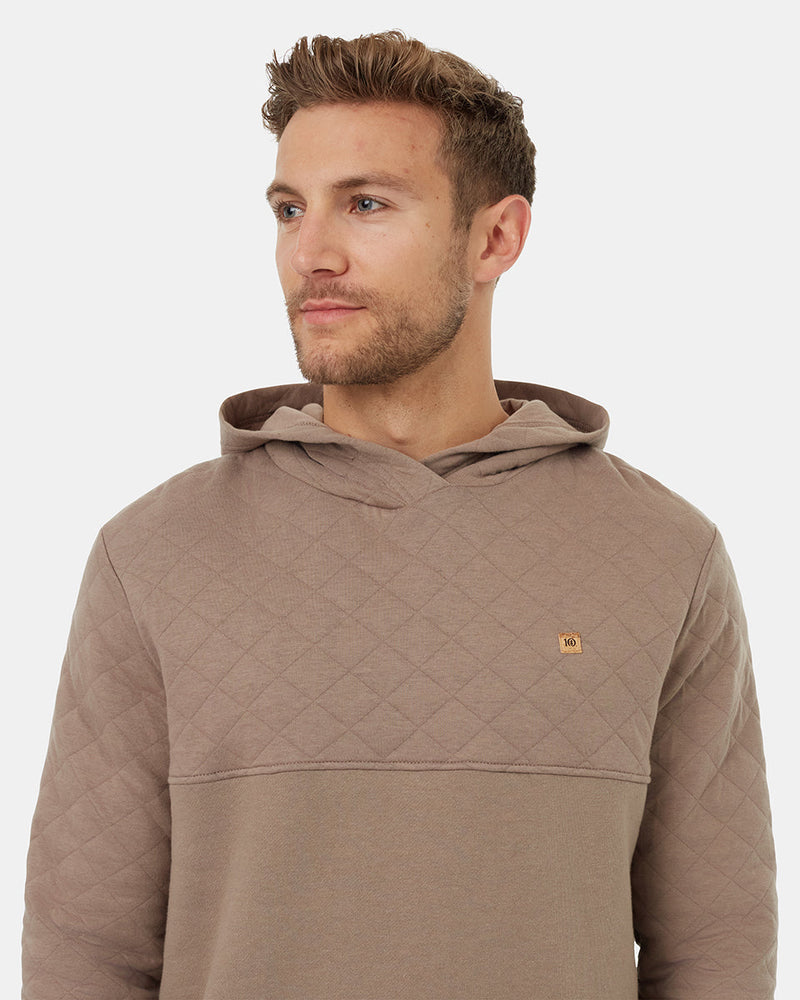 Brown-Quilted-Graphic-Hooded-Pullover