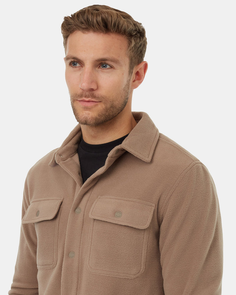 Brown-Recycled-Polyester-Longsleeve-Shirt-Jacket