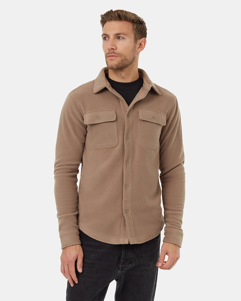 Brown-Recycled-Polyester-Longsleeve-Shirt-Jacket