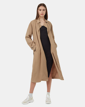 Brown-Relaxed-Belted-Midi-Length-Trench-Coat