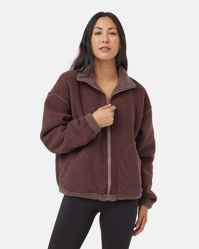 Brown-Reversible-Mock-Neck-Zip-Up