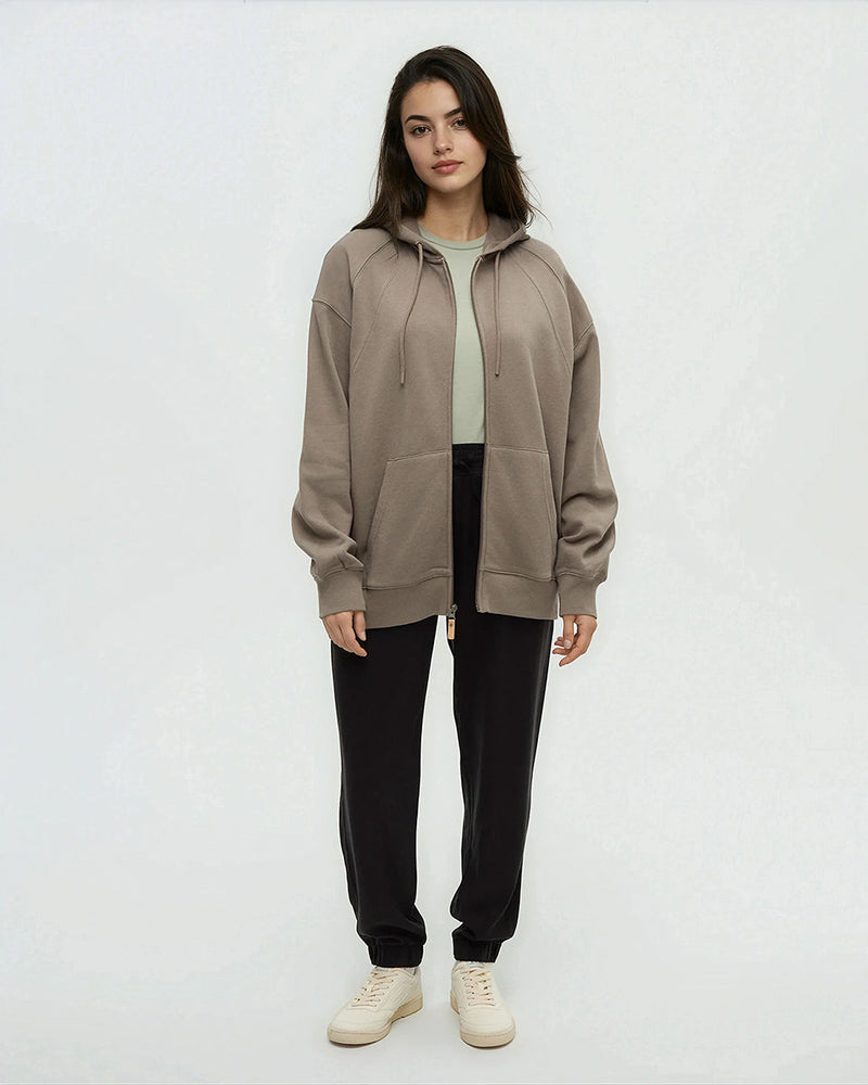 Brown-TreeFleece-Oversized-Zip-Hoodie