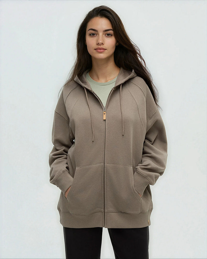 Brown-TreeFleece-Oversized-Zip-Hoodie