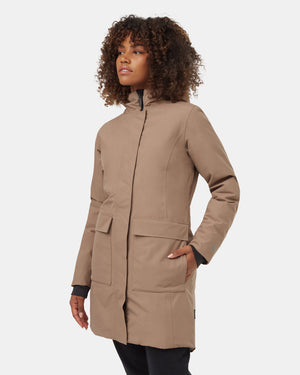 Brown-Water-Repellent-Hooded-Long-Parka