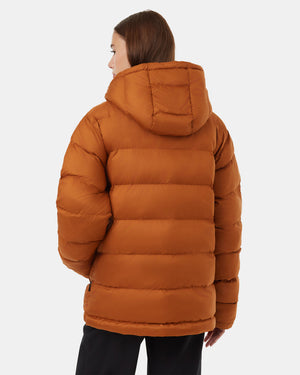 Brown-Water-Resistant-Mid-Length-Puffer-Jacket