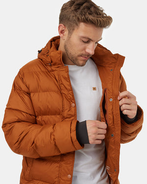 Brown-Water-Resistant-Mid-Length-Puffer-Jacket