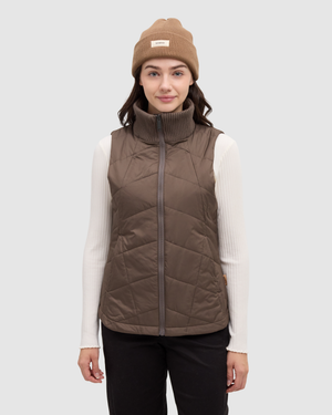 Brown-Women_s-Insulated-Quilted-Vest *Model is 5'9", wearing size S