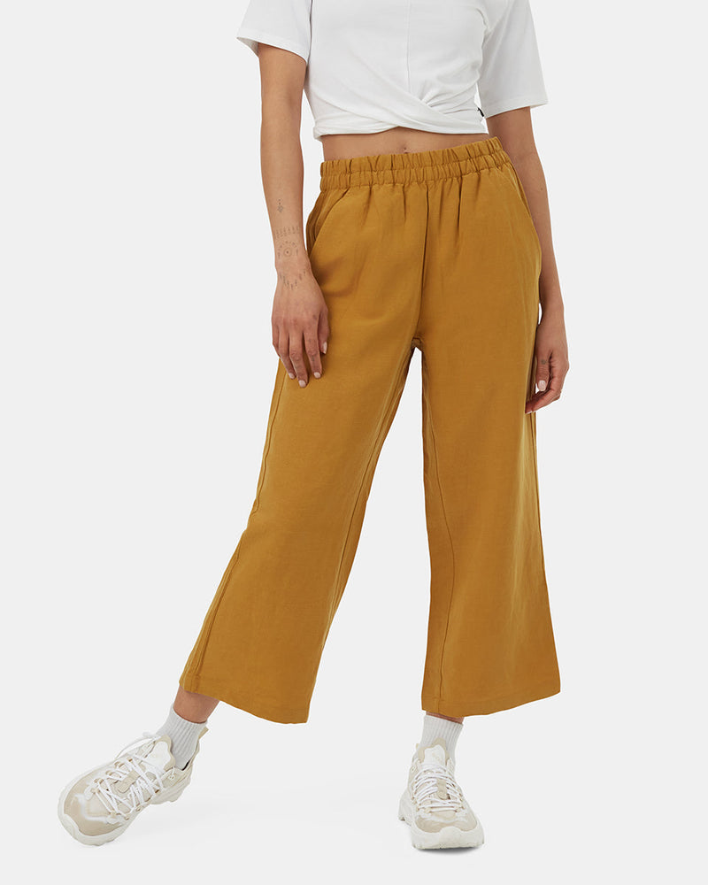 Brown-Womens-Cropped-Wide-Leg-Trousers