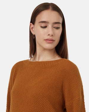 Brown-Womens-Organic-Cotton-Knit-Sweater