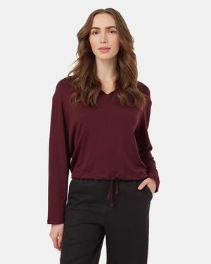 Burgundy-Notch-Crew-Neck-Drawcord-Long-Sleeve-Top