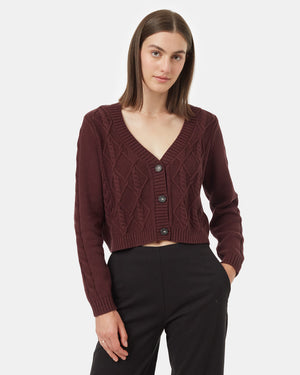 Burgundy-Organic-Cotton-V-Neck-Cropped-Cardigan