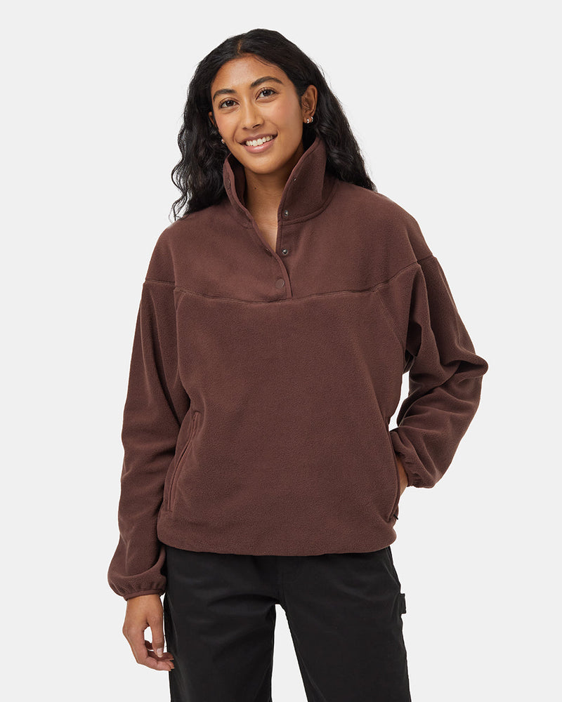 Burgundy-Recycled-Polyester-High-Snap-Neck-Sweater
