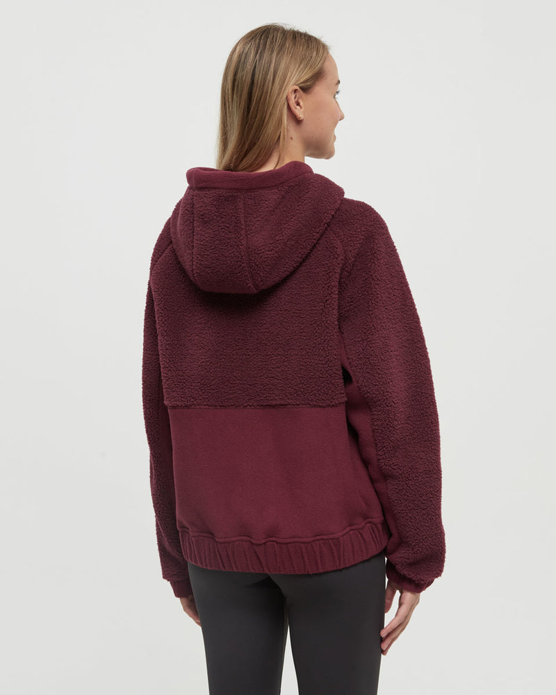 Burgundy-Relax-Bonded-Sherpa-Fleece-Zip-Jacket