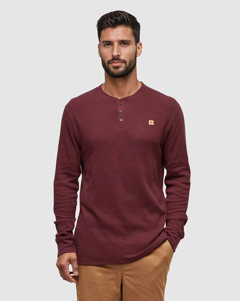 Burgundy-TreeWaffle-Henley-Longsleeve